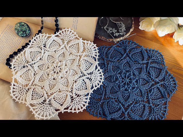 立体模様のドイリー2【編み図付き】｜How to crochet (Pattern) - YouTube
