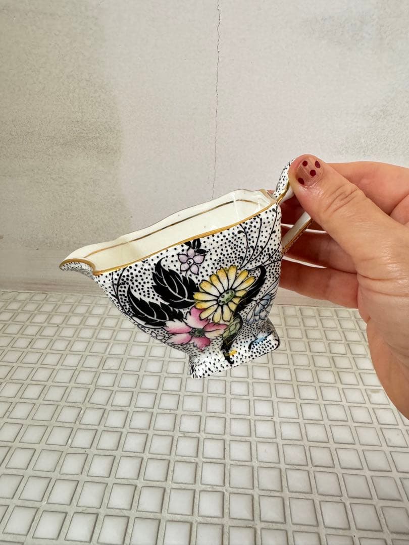 ビンテージ　 WINTON チンツ柄クリーマーとシュガーポットセット